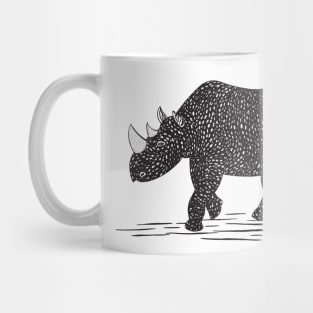 Rhino Ink Art - cool African animal design - on white Mug